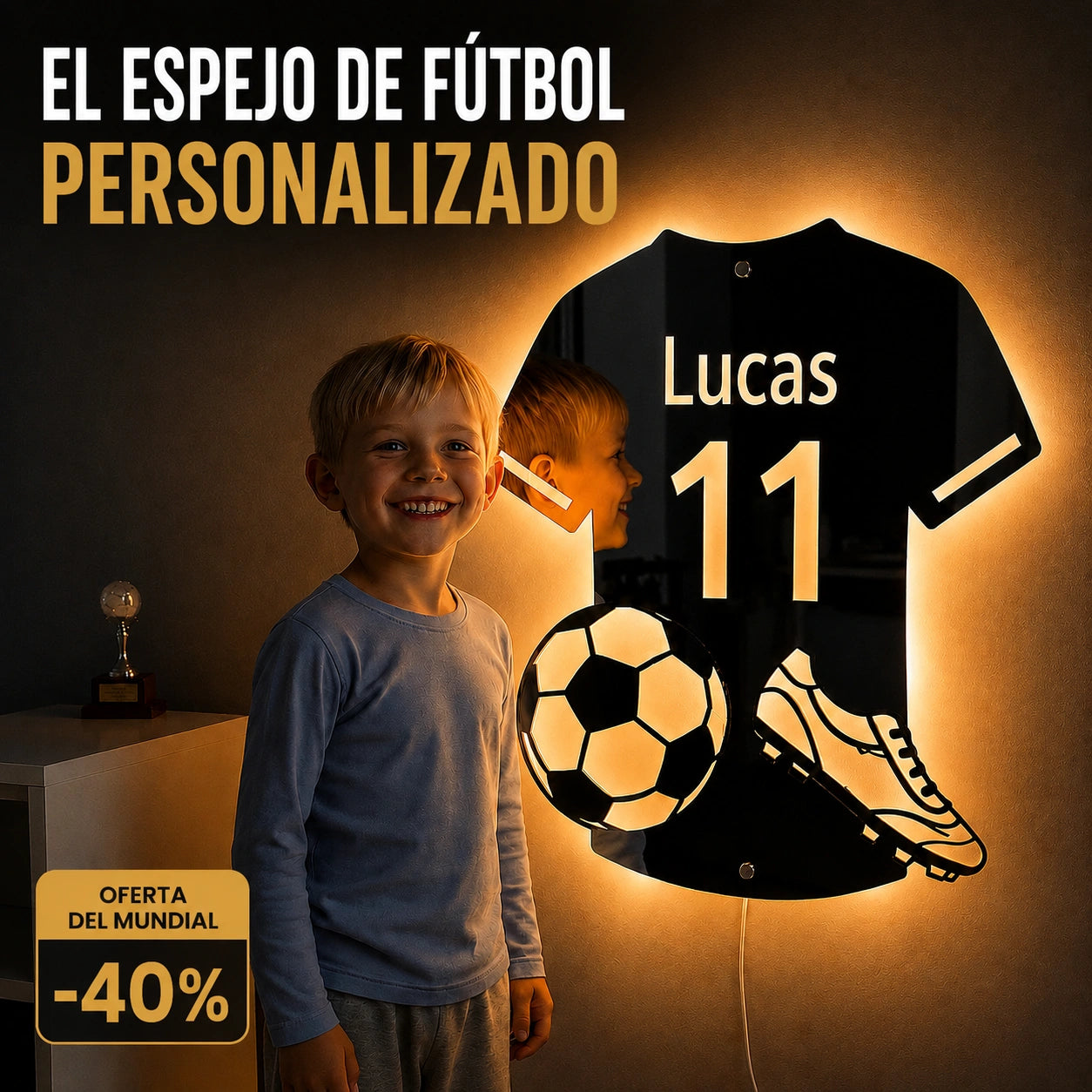 LumiFut | Espejo LED de Fútbol Personalizado