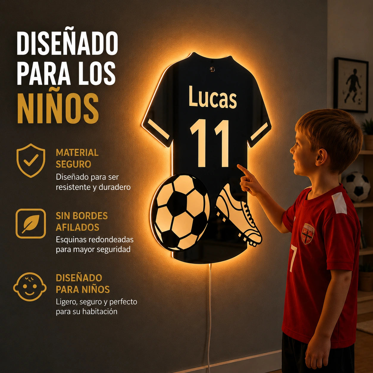 LumiFut | Espejo LED de Fútbol Personalizado