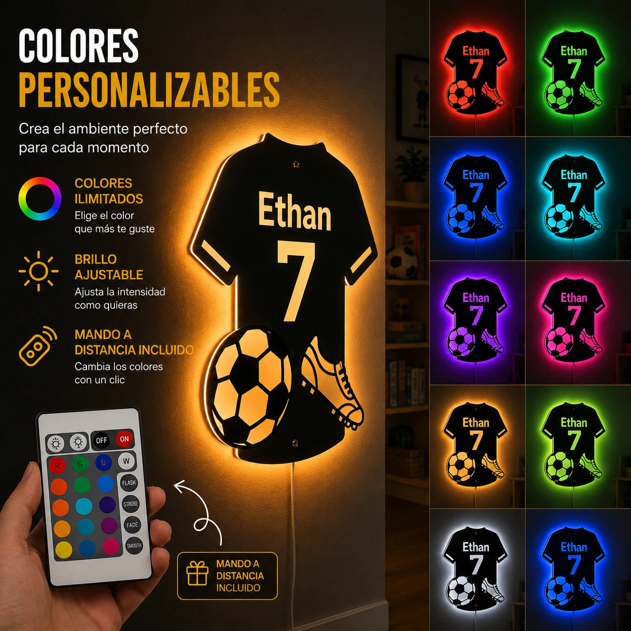 LumiFut | Espejo LED de Fútbol Personalizado