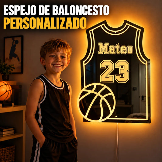 LumiBasket | Espejo LED de Baloncesto Personalizado